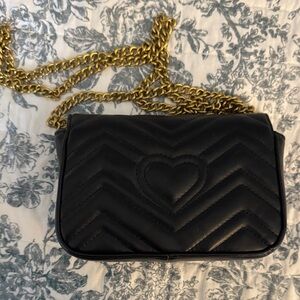 Black Quilted Chain Shoulder Bag